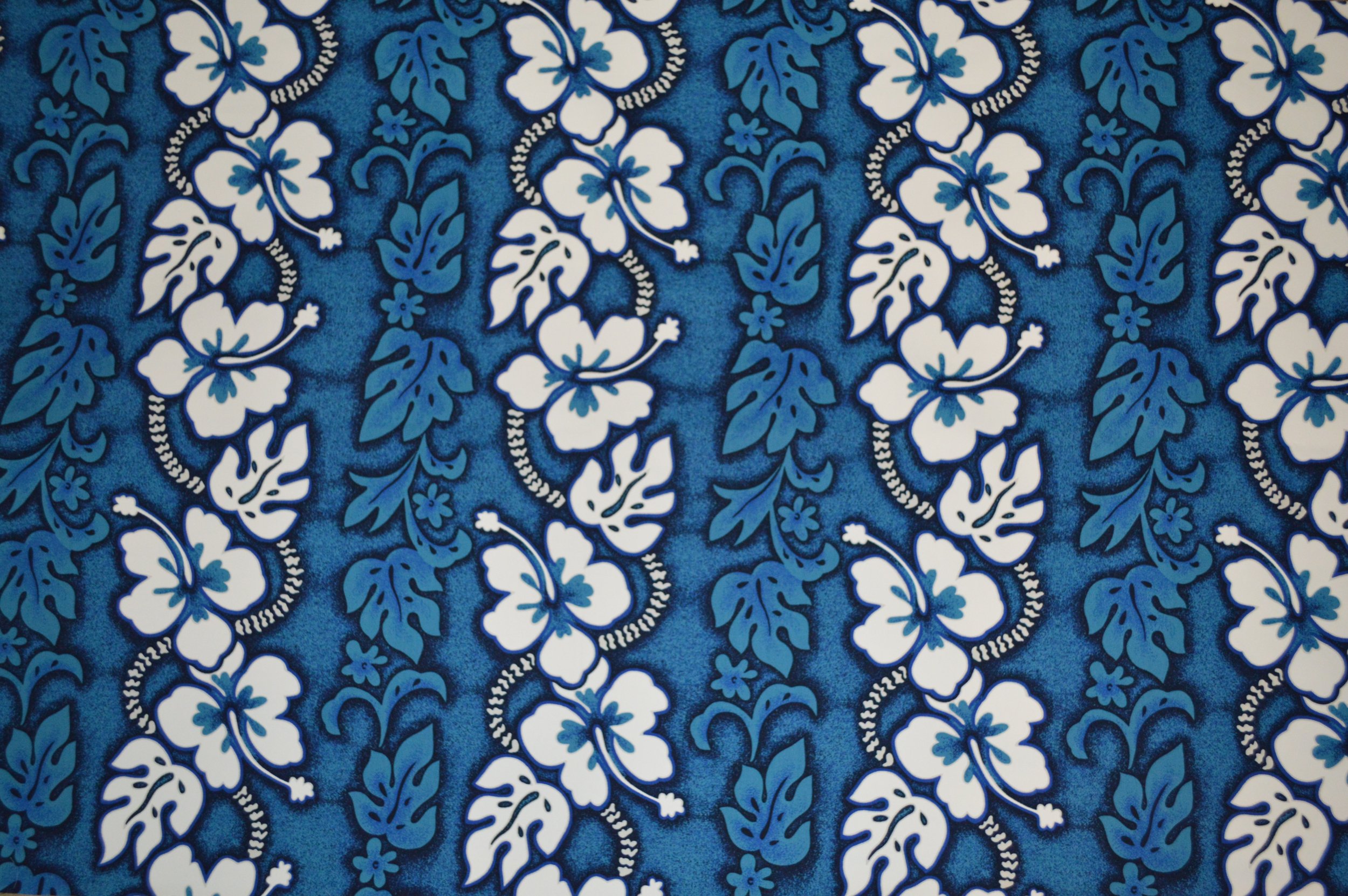 Exclusive White Hibiscus Panel Hawaiian Fabric - Hawaiian cotton